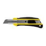 Brytbladskniv med Non-Slip gummigrepp, 18 mm bladbredd, automatisk låsning och magasin med 2 extra blad